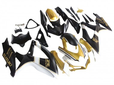 2008-2010 Suzuki GSXR 600 / GSXR 750 Motorcycle Fairings - Matte Black White Gold