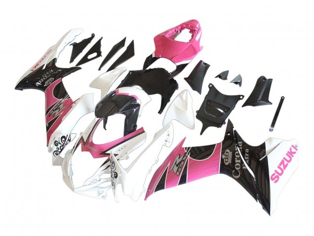 2011-2024 Suzuki GSXR 600 / GSXR 750 Motorcycle Fairings - White Pink Black Corona