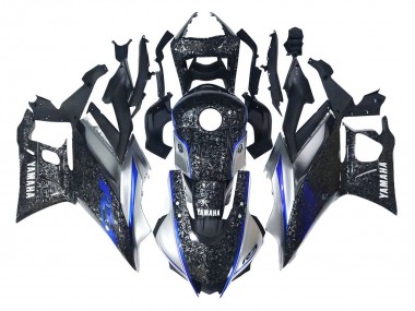 2022-2024 Yamaha YZF R3/R25 Motorcycle Fairings - Marble Black Silver Blue Forged Carbon Fiber Style