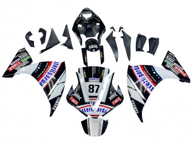 2012-2014 Yamaha YZF 1000 R1 Motorcycle Fairings - Glossy Black White Red Fimer Yamalube Sterilgarda 87
