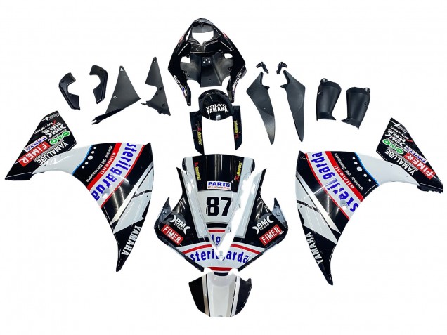 2012-2014 Yamaha YZF 1000 R1 Motorcycle Fairings - Glossy Black White Red Fimer Yamalube Sterilgarda 87
