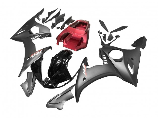 2005 Yamaha YZF 600 R6 Motorcycle Fairings - Matte Black Glossy Black Grey Red