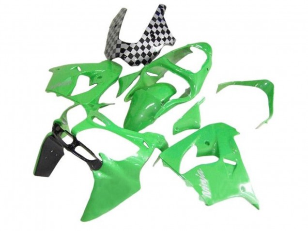 2002-2003 Kawasaki ZX9R Motorcycle Fairings - Green Black Checkered