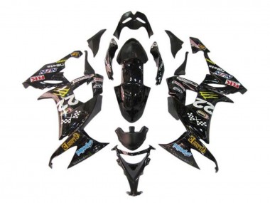 2008-2010 Kawasaki ZX10R Motorcycle Fairings - Glossy Black Blue Yellow Monster