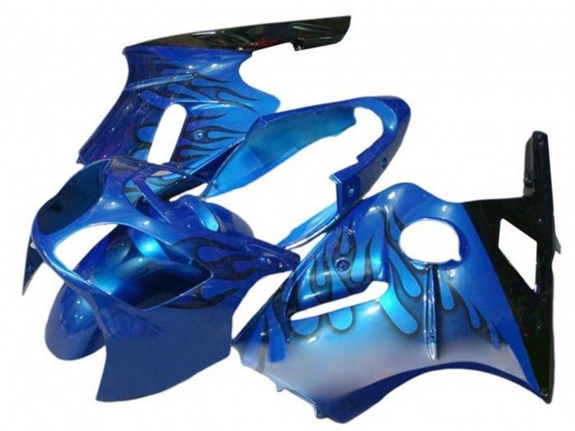 2000-2001 Kawasaki ZX12R Motorcycle Fairings - Blue Black Flame