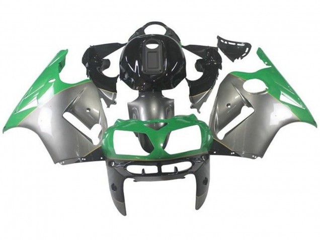 2000-2001 Kawasaki ZX12R Motorcycle Fairings - Silver Green Black