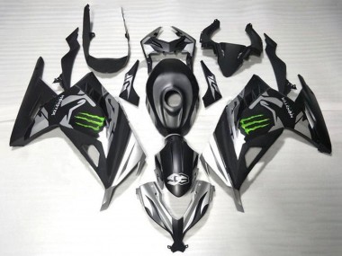 2013-2024 Kawasaki EX300 Motorcycle Fairings - Matte Black Silver Green Monster