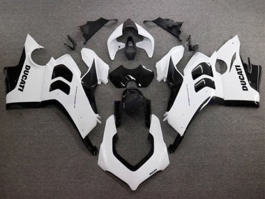 2020-2021 Ducati Panigale V4 V4S Motorcycle Fairings - Glossy White Glossy Black