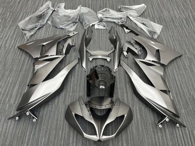 2009-2012 Kawasaki ZX6R Motorcycle Fairings - Matte Silver Black