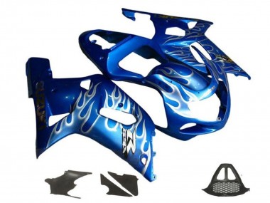 2000-2002 Suzuki GSXR1000 Motorcycle Fairings - Blue White Flame