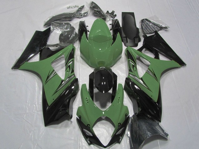 2007-2008 Suzuki GSXR 1000 Motorcycle Fairing - Green Glossy Black