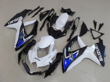 2008-2010 Suzuki GSXR 600 / GSXR 750 Motorcycle Fairings - White Blue Glossy Black