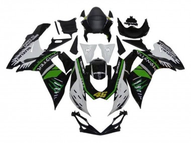 2011-2024 Suzuki GSXR 600 / GSXR 750 Motorcycle Fairings - White Green Black Monster 46