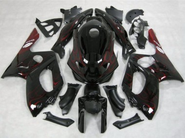 1996-2007 Yamaha YZF600R Thundercat Motorcycle Fairings - Glossy Black Red Flame