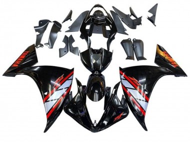 2012-2014 Yamaha YZF 1000 R1 Motorcycle Fairings - Glossy Black Silver Red Stripe