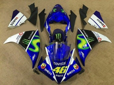 2012-2014 Yamaha YZF 1000 R1 Motorcycle Fairings - Blue White Black Green MoviStar Monster ENEOS
