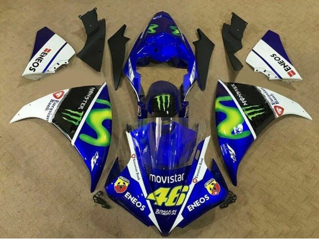 2012-2014 Yamaha YZF 1000 R1 Motorcycle Fairings - Blue White Black Green MoviStar Monster ENEOS