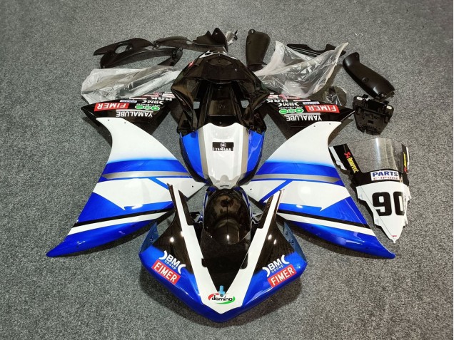 2012-2014 Yamaha YZF 1000 R1 Motorcycle Fairings - White Blue Black Fimer Yamalube 90