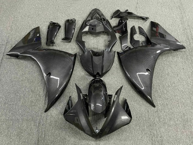 2012-2014 Yamaha YZF 1000 R1 Motorcycle Fairings - Faux Carbon Fiber Grey Black