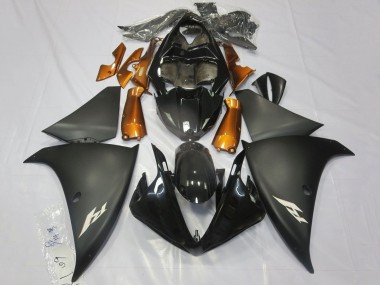 2012-2014 Yamaha YZF 1000 R1 Motorcycle Fairings - Glossy Black Matte Black Orange