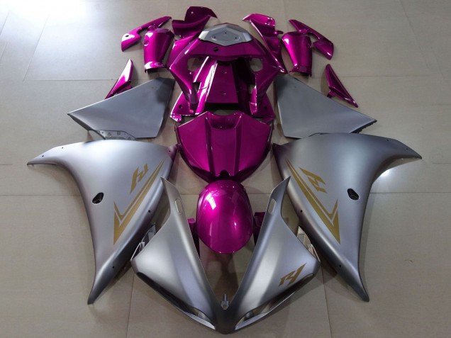 2012-2014 Yamaha YZF 1000 R1 Motorcycle Fairings - Matte Silver Pink