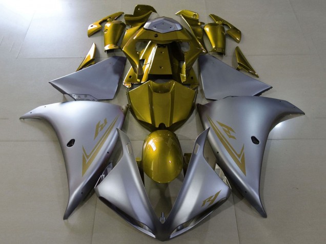 2012-2014 Yamaha YZF 1000 R1 Motorcycle Fairings - Matte Silver Gold