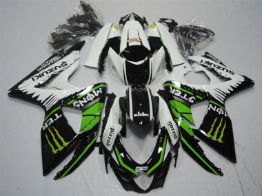 2009-2016 Suzuki GSXR 1000 Motorcycle Fairings - White Green Monster Black Pizzoli