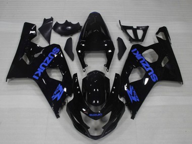 2004-2005 Suzuki GSXR 750 Motorcycle Fairings - Glossy Black Blue Decal
