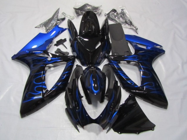Black Blue Flame 06-07 Suzuki GSXR 750 Motorcycle Fairings Black Blue Flame 06-07 Suzuki GSXR 750 Motorcycle Fairings