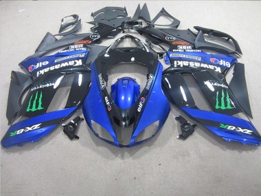 Black Blue Monster 07-08 Kawasaki ZX6R Motorcycle Fairings