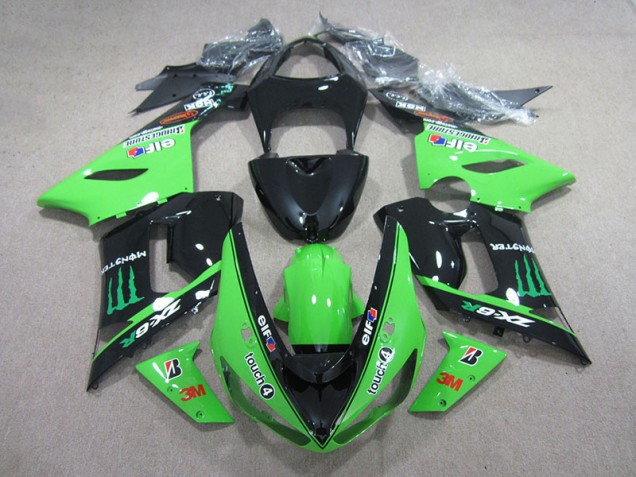 Black Green 3M Touch4 Monster 05-06 Kawasaki ZX6R Motorcycle Fairings Black Green 3M Touch4 Monster 05-06 Kawasaki ZX6R Motorcycle Fairings