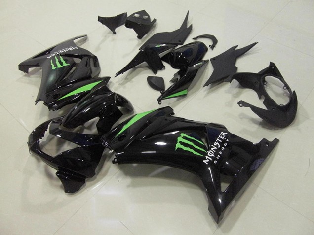 Black Green Monster Energy 08-12 Kawasaki ZX250R Motorcycle Fairings