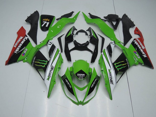 Black Green White Monster 13-18 Kawasaki ZX6R Motorcycle Fairings Black Green White Monster 13-18 Kawasaki ZX6R Motorcycle Fairings