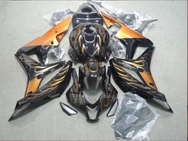Black Orange Flame 07-08 Honda CBR600RR Motorcycle Fairings