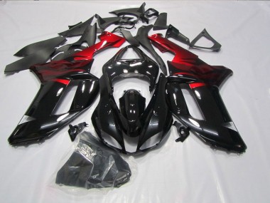 Black Red 07-08 Kawasaki ZX6R Motorcycle Fairings
