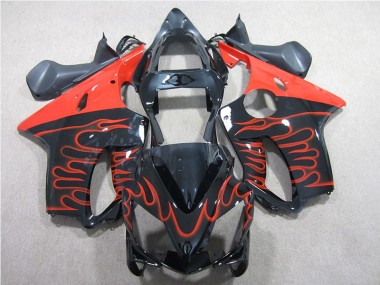 Black Red Flame 01-03 Honda CBR600 F4i Motorcycle Fairings
