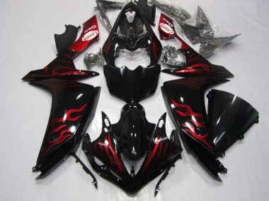 Black Red Flame 07-08 Yamaha YZF R1 Motorcycle Fairings