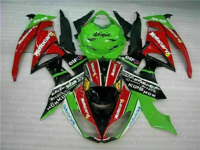 Black Red Green Motocard 09-12 Kawasaki ZX6R Motorcycle Fairings