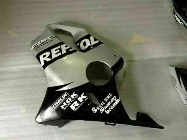 Black Silver Repsol 01-03 Honda CBR600 F4i Motorcycle Fairings Black Silver Repsol 01-03 Honda CBR600 F4i Motorcycle Fairings