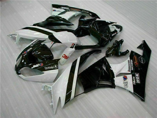 Black White 3M Touch4 09-12 Kawasaki ZX6R Motorcycle Fairings Black White 3M Touch4 09-12 Kawasaki ZX6R Motorcycle Fairings