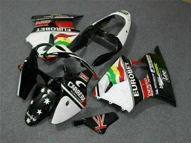Black White Eurobet 00-02 Kawasaki ZX6R Motorcycle Fairings Black White Eurobet 00-02 Kawasaki ZX6R Motorcycle Fairings