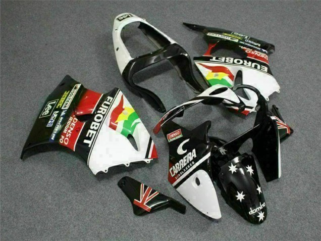 Black White Eurobet 00-02 Kawasaki ZX6R Motorcycle Fairings Black White Eurobet 00-02 Kawasaki ZX6R Motorcycle Fairings