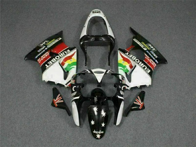 Black White Eurobet 00-02 Kawasaki ZX6R Motorcycle Fairings Black White Eurobet 00-02 Kawasaki ZX6R Motorcycle Fairings