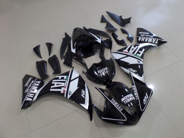 Black White Fiat 12-14 Yamaha YZF R1 Motorcycle Fairings Black White Fiat 12-14 Yamaha YZF R1 Motorcycle Fairings