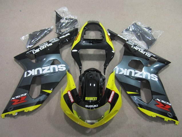Black Yellow Motul 01-03 Suzuki GSXR 600 Motorcycle Fairings