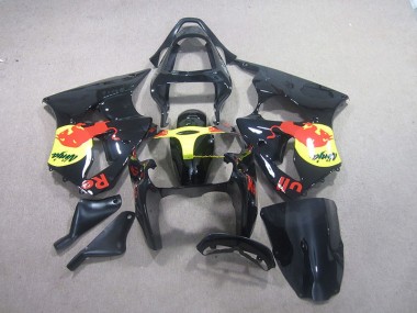 Black Yellow Red Bull Ninja 00-02 Kawasaki ZX6R Motorcycle Fairings