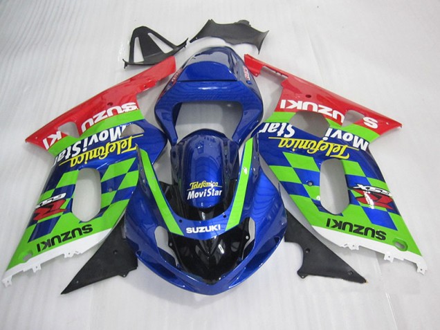 Blue Green Red Telefumia Movistar 01-03 Suzuki GSXR 600 Motorcycle Fairings