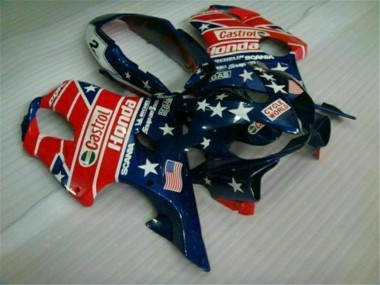 Blue Red Castrol Cycle World 04-07 Honda CBR600 F4i Motorcycle Fairings