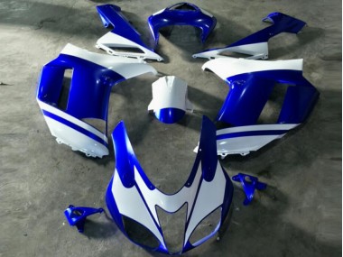 Blue White 07-08 Kawasaki ZX6R Motorcycle Fairings
