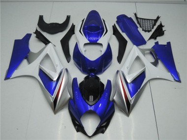Blue White 07-08 Suzuki GSXR 1000 Motorcycle Fairing Kits & Plastic